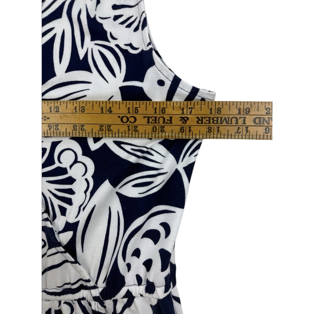 Talbots Dress Faux Wrap Maxi Tank Blue White Botanical Medium Petite Cotton Knit - Picture 13 of 16
